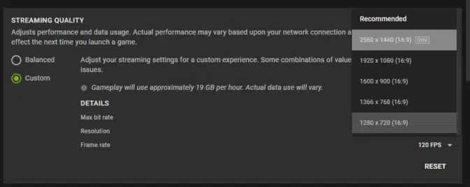 Nvidia Geforce Now 1440p