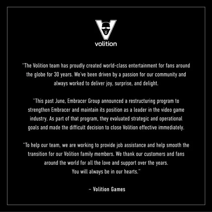 Volition Games Closure Statement