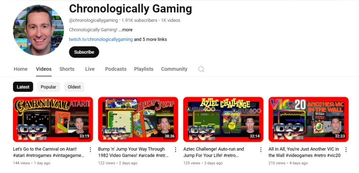 Chonologically Gaming Youtube