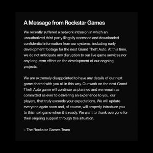 Rockstar Games Statement Gta6 Leak