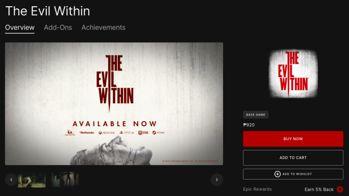 The Evil Within estará gratuito na Epic Games Store