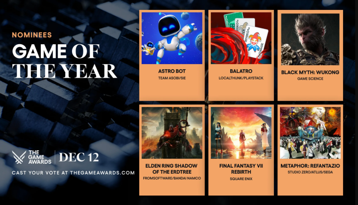 Game Awards 2024: Final Fantasy VII Rebirth and ASTRO BOT Dominate with Seven Nominations Each